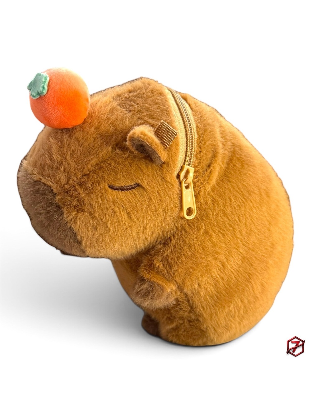 CapyPom Capybara Plush Crossbody Bag Orange 9.8in Hidden Pouch Purse